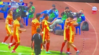 Bhutan score o1 goal (Nepal 00  - 01 Bhutan) Live football match highlights