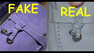 Loro Piana shoes real vs fake. How to tell fake Loro Piana flats summer walk
