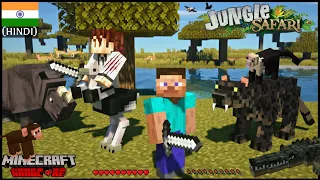 I SURVIVED AND Tamed BLACK PANTHER & OSTRICH IN SAFARI WORLD in Minecraft  EP-4 | MINECRAFT(हिंदी)