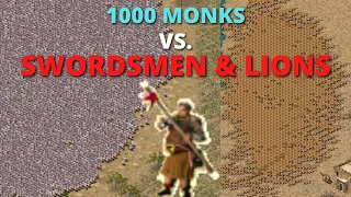 LIONS AND SWORDSMEN VS 1000 MONKS (THE MEATGRINDER) - Stronghold Crusader