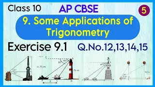 Class10, Some Applications of Trigonometry, Exercise 9.1, Q.No.12,13,14,15, AP New Syllabus,‎