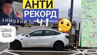 Tesla Model 3 взимку: анти рекорд споживання та кількості зарядок Польща-Чехія-Австрія, частина 1