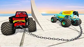 Monster Jam NEW Monster Trucks Jumps Racing and Crashes Live - BeamNG Drive Game