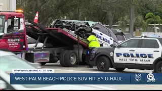 Robbery suspect crashes U-Haul into West Palm Beach police vehicle