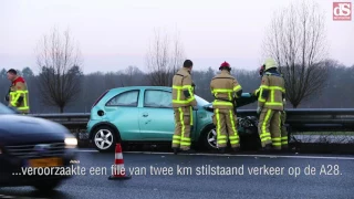 Ongeluk op A28 bij Wezep veroorzaakt file