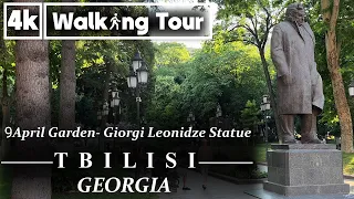 9 April Garden & Giorgi Leonidze Statue, Tbilisi, Georgia Walking Tour (4K UHD 60fps)