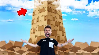 Eu CONSTRUÍ A Maior Torre De PAPELÃO DO MUNDO!!