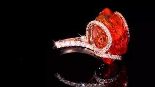 Jewelry 360° Video: Fire Opal and Diamonds gold ring  - photography and videography