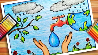 World Water Day Drawing | World Water Day Poster | Save Water Save Life Poster | Save Water Drawing