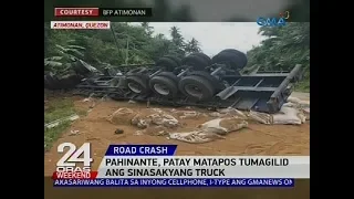 Pahinante, patay matapos tumagilid ang sinasakyang truck