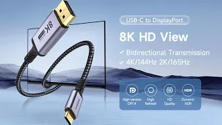 USB-C to DisplayPort DP1.4 Cable 8K