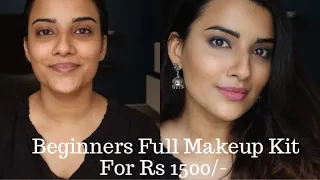 BEGINNERS FULL MAKEUP KIT UNDER RS 1500/- | WITH STEP BY STEP GUIDE TO A LOOK USING THESE PRODUCTS