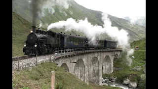 Steam train Furka mountain route - Realp-Furka-Gletsch-Oberwald - steam trains 2023 and 2022