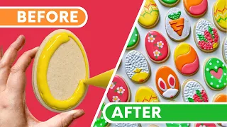 How to make 8 easy Easter eggs cookies  🐰 Satisfying Cookie Decorating for Beginners