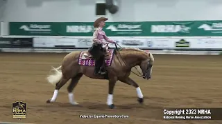 Xtra little Balou shown by Courtney brooke Battison   2023 nrha futurity non pro with a score of 222