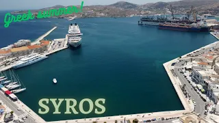 Syros, Flight over the city and town hall, Greece, DJI Mini 2, Cinematic Drone 4k video, Σύρος