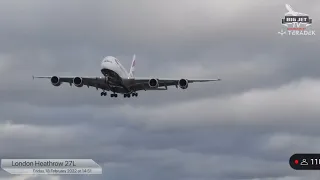 A380 Lands in 60 MPH Gusts!   Credit:@BIG JET TV