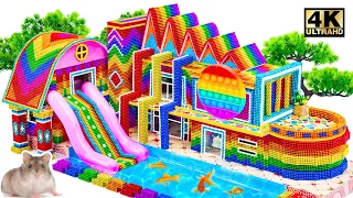 How To Make Rainbow Inflatable Water Slide & POP IT Wall In Luxury House From Magnetic Balls