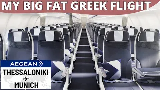 AEGEAN AIRLINES A320 NEO Economy Class 🇬🇷⇢🇩🇪【4K Thessaloniki to Munich】Brand new plane & lounge