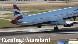Watch the moment a BA jet is forced to abort landing at windy Heathrow