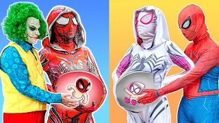 What If 10 SPIDER-MAN in 1 HOUSE? | SPIDER-GIRL Pregnant Stomach by Fat Spider TV