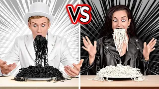 “NERO VS BIANCO” LA SFIDA! Mangiare Comprando Cibo di 1 solo Colore per 24 ore da 123 GO! CHALLENGE