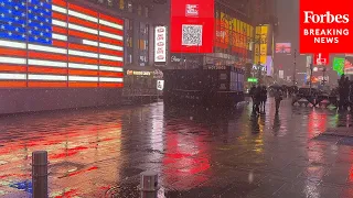 Snow Falls On New York City’s Times Square Due To Major Winter Storm