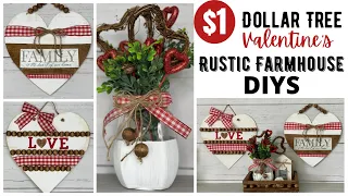 NEW DOLLAR TREE  VALENTINES DIYS | FARMHOUSE DECOR