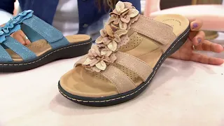 Clarks Collection Leather Slide Sandals - Laurieann Judi on QVC