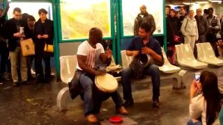 Djembe and darbouka drummers Chatelet Les Halles Station Paris  avi