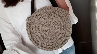 Round bag crocheted Circle columns with a spiral Cape