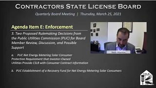 CSLB Board Meeting March 25, 2021 Part 2 of 3