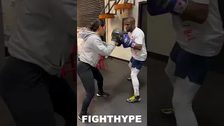 Floyd Mayweather FIRST LOOK with NEW Female Mitt Coach; SHARPSHOOTING together at Age 46