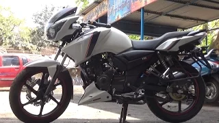 NEW BS IV TVS APACHE RTR 160.COLOR WHITE. WALK AROUND REVIEW IN HINDI