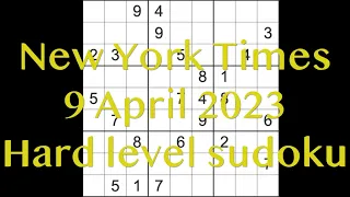 Sudoku solution – New York Times sudoku 9 April 2023 Hard level