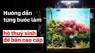 Hướng dẫn setup hồ thuỷ sinh mini để bàn cao cấp bonsai lá đỏ - Quới decor