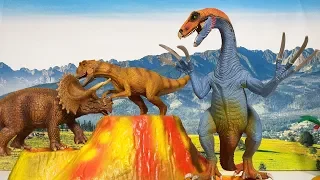 Schleich Giant Volcano T Rex Flowing Lava Eruption Dinosaur Toys Tyrannosaurus Stegosaurus 공룡 화산 폭발