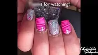 Водный полосатый маникюр - видео урок по дизайну ногтей / Stripe Watermarble Nail Art Tutorial