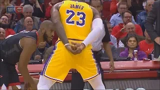 LeBron James Forced By Refs To Play With Hands Behind His Back On Defense! Lakers vs Rockets