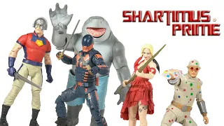 DC Multiverse The Suicide Squad Movie King Shark BAF Wave Harley Quinn Bloodsport Figure Review