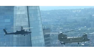 Apache and Chinook Flying Low Over London