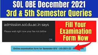 DU SOL OBE Dec 2021 | 3rd & 5th Semester Students Queries | Examination Form, Admit Card, OBE Portal