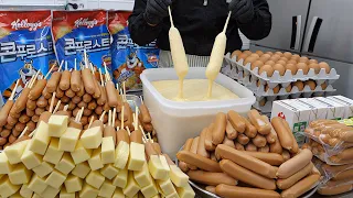 주말 1,000개씩 팔리는 대왕 핫도그?! 광장시장 모짜렐라 치즈 수제 핫도그 Giant cheese sausage hot dogs - Korean Street Food