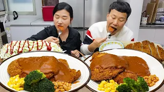 몽글몽글한 추억의 왕돈까스 먹방 (ft.오이소박이) Korean Style Pork Cutlet MUKBANG EATING SHOW