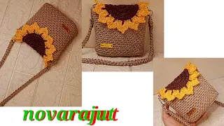 crochet II tutorial  tas rajut tutup bunga matahari /sunflowers bag