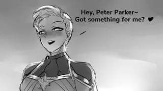 Captain Marvel flirting with Peter