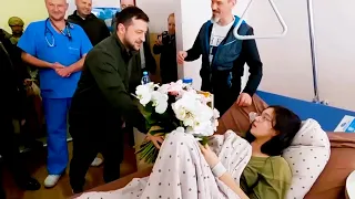 Zełenski odwiedził w kijowskim szpitalu ofiary rosyjskich ataków