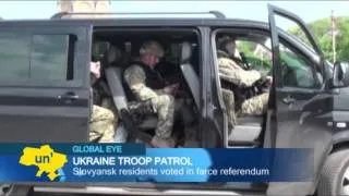 Kremlin-backed insurgency in East Ukraine: Ukrainian soldiers keep watch near Slovyansk