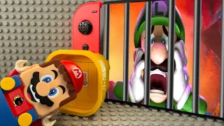 Lego Mario enters the Nintendo Switch to save Luigi from Bowser Junior! Super Mario Odyssey Story