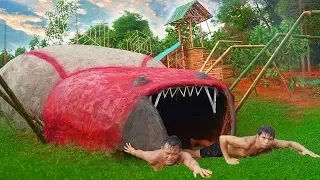 Primitive Survival 4K  Video - SPIDER Tunnel - Build Amazing Underground House And Swimming Pool
